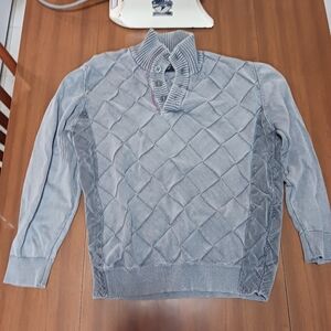 Weatherproof Sweater Mens Gray Diamond Corduroy Blend Pattern XL Cotton